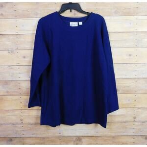 Vintage Jaclyn Sport Women Sweater Large Navy Blue Pull Over Light Weight